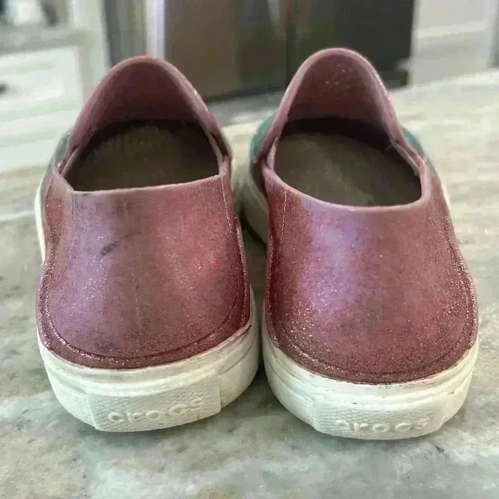 Crocs Girls CitiLane Roka Glitter pink/blue youths slip on shoes size J5 - Picture 3 of 11